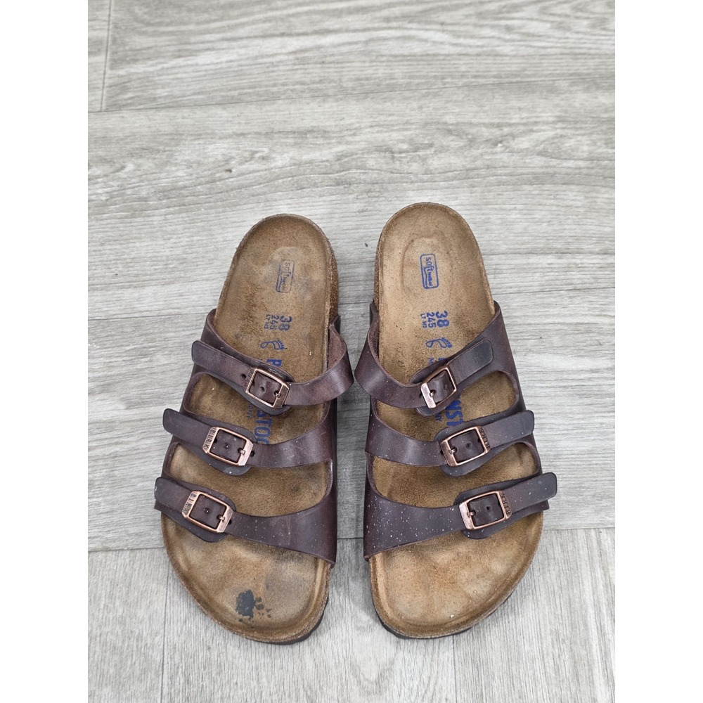 Birkenstock Florida Women's Mocha Brown Soft Footbed Sandals Size 38 L7 M5